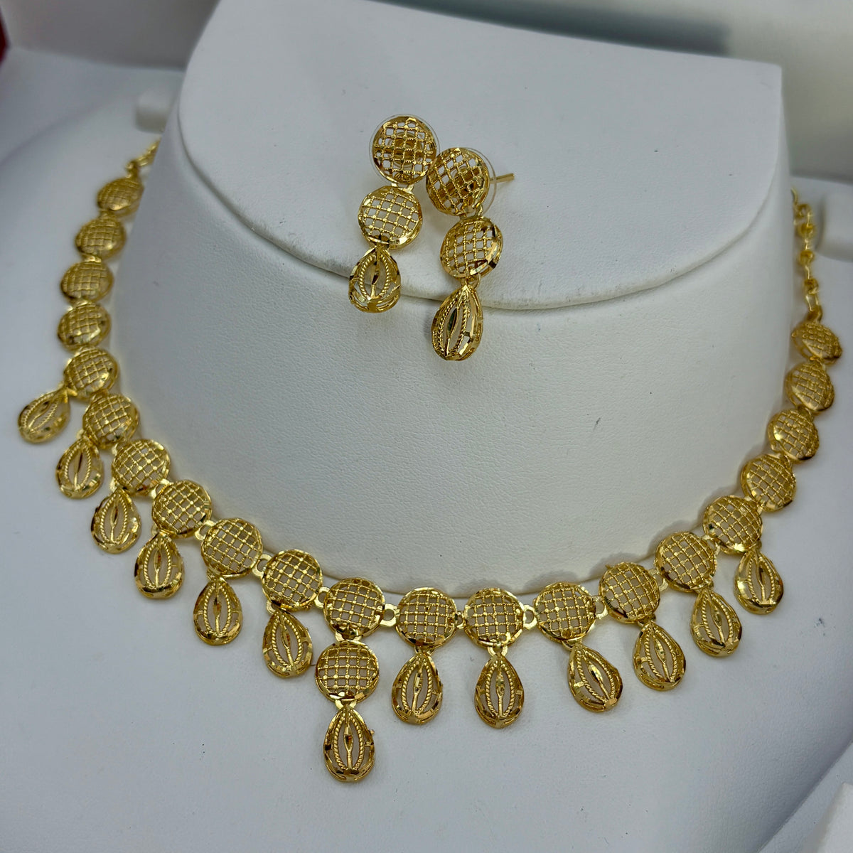 Real Gold Dubai jewellery Inspired 1 Gram Gold Plated Necklace set