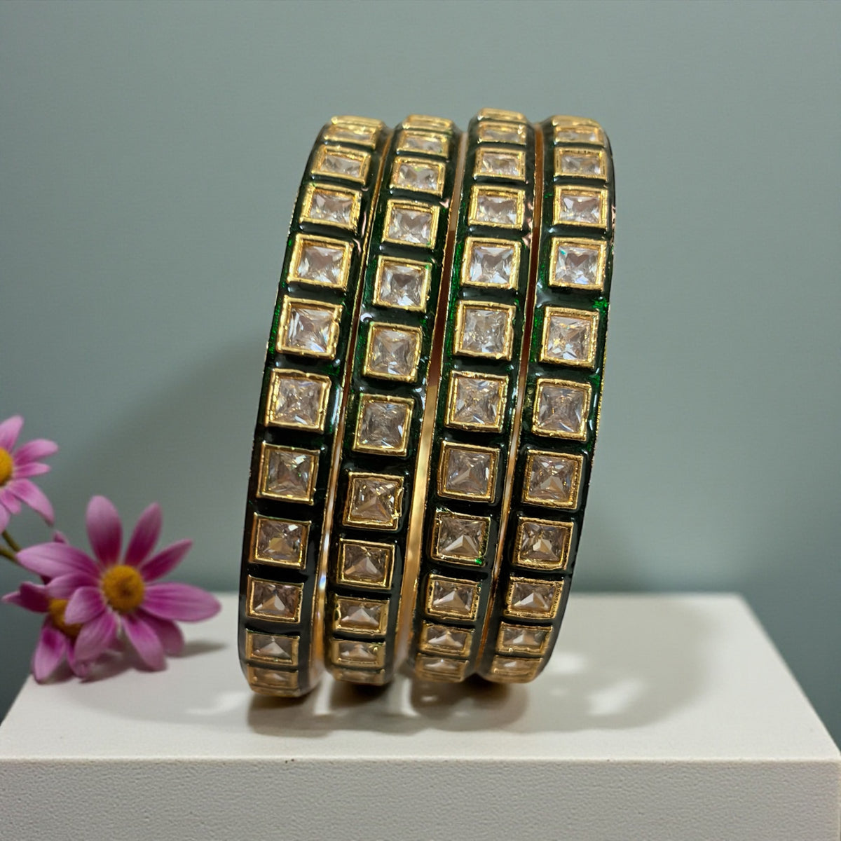 Shruti- Premium Emerald Gold-Plated Bangles