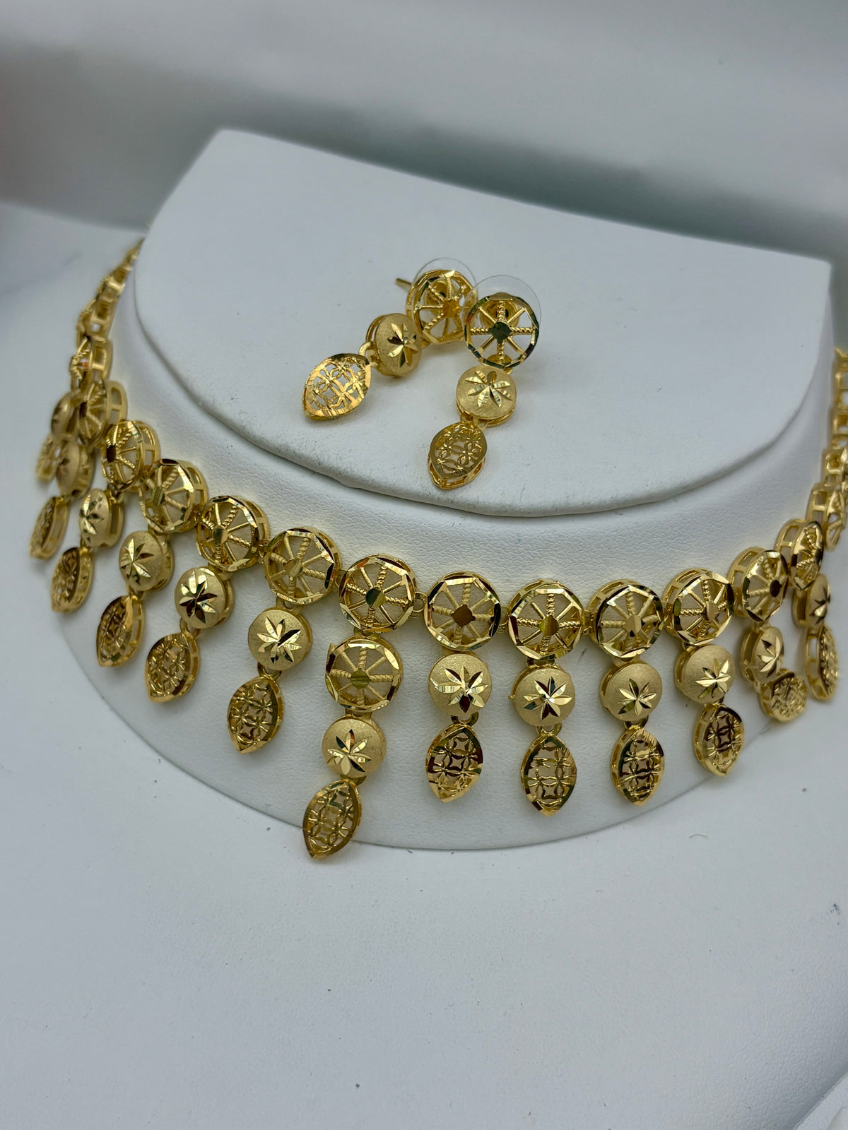 Real Gold Dubai jewellery Inspired 1 Gram Gold Plated flexible Necklace set