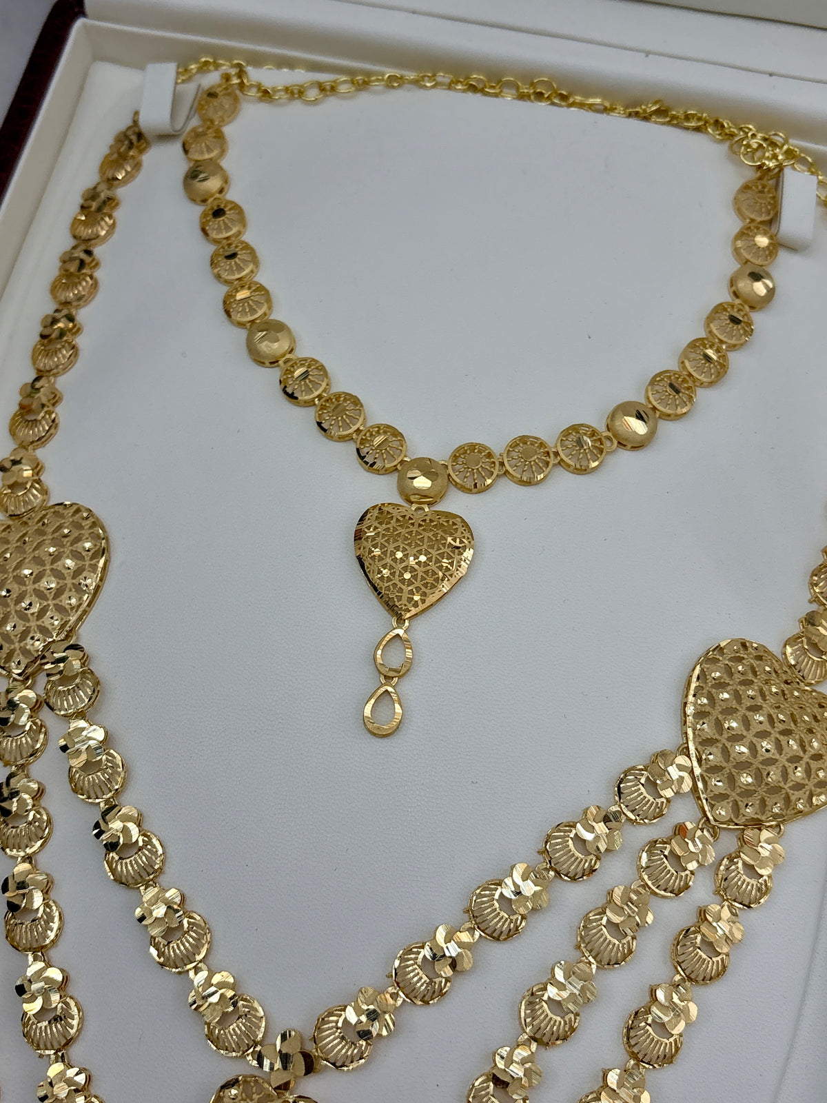Real Gold Dubai jewellery Inspired 1 Gram Gold Plated flexible Bridal Necklace set