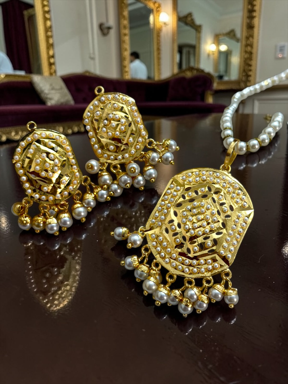 Gold Plated Jadau Pendant Sets