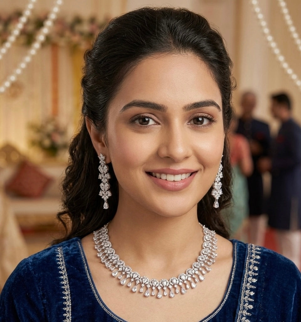Real Diamond Inspired Premium Quality Lightweight Diamond Necklace Sets