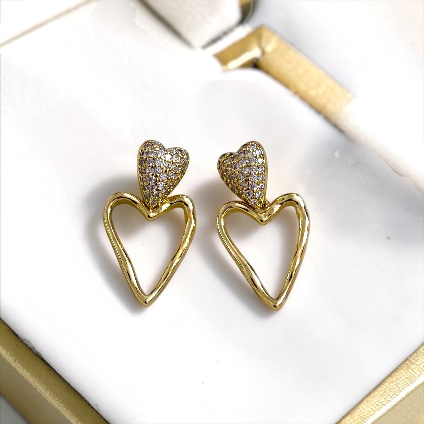 Dual Heart CZ Diamond Studs