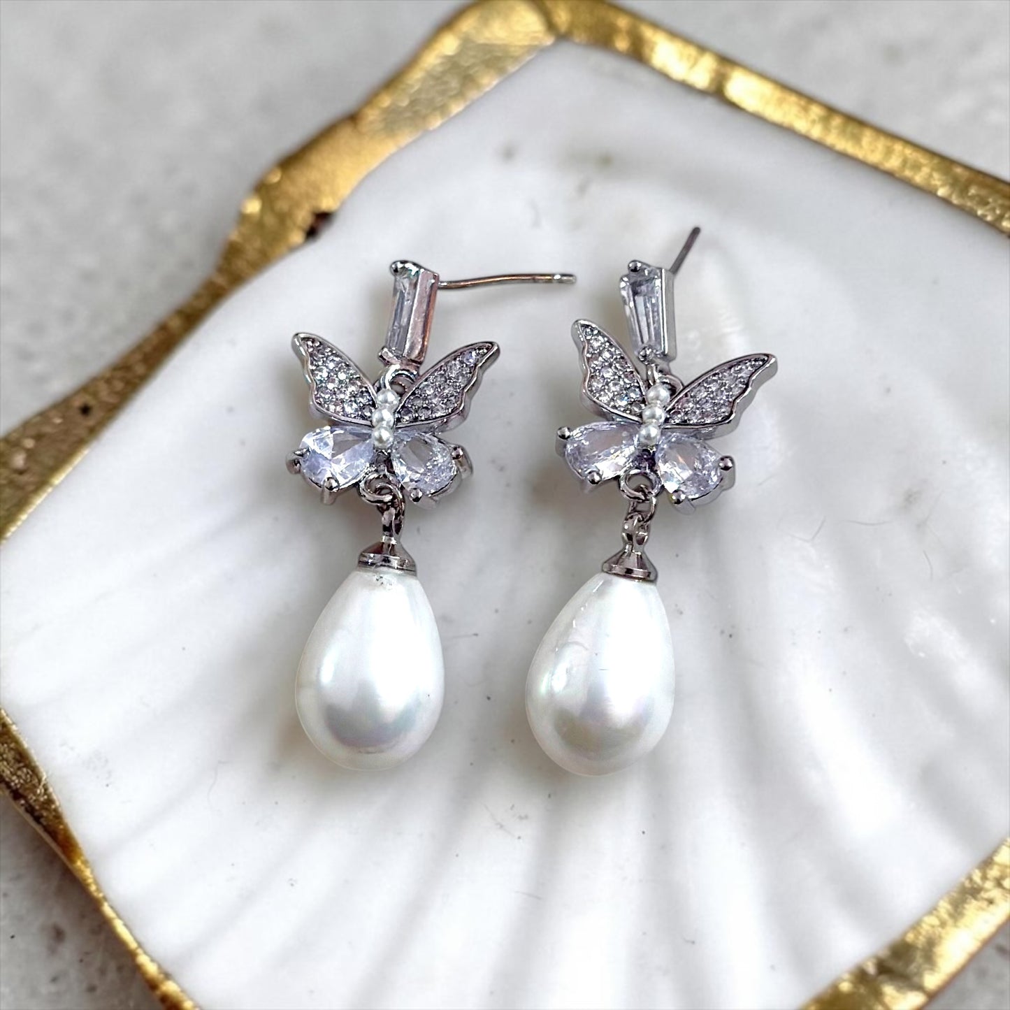 Beautiful gold-tone Butterfly stud