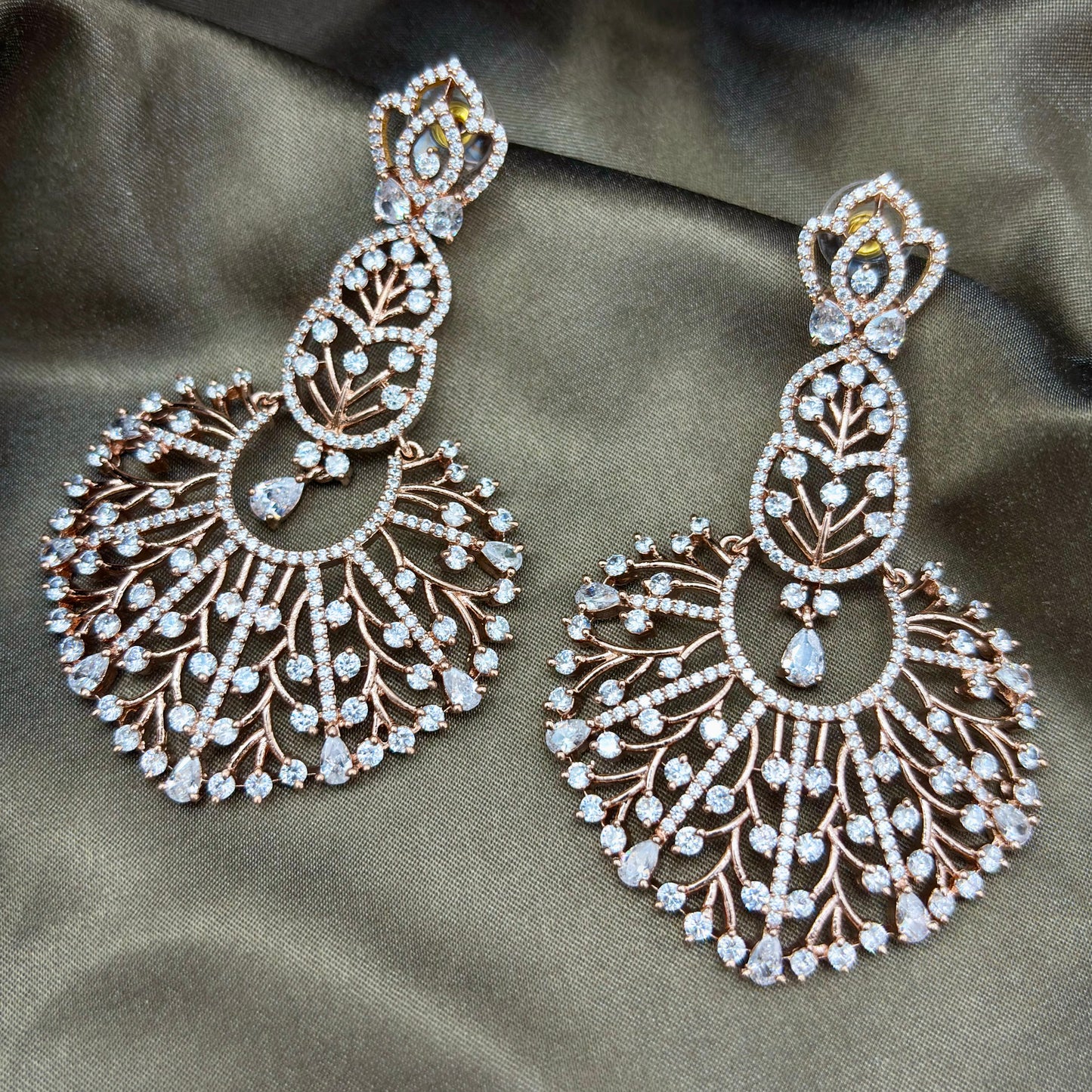 Rose Gold Bloom Chandbali Earrings