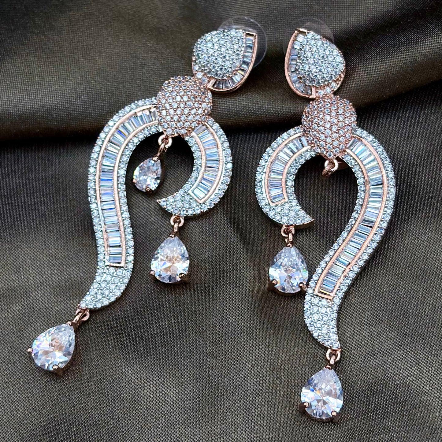 Next to Real Diamond Rose Gold Plated Earrings