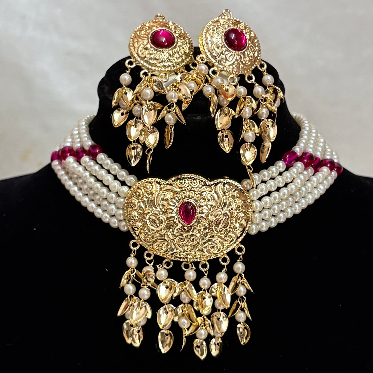 1 Gram Gold Plated Chic Set With Dropping Studs