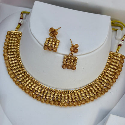 1 Gram Gold Plated Matte Finish Necklace Set