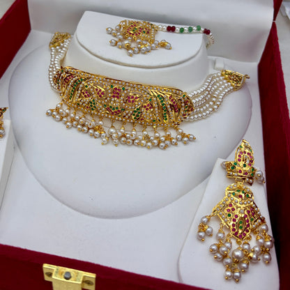 Sukriti- Gram Gold Traditional Heritage Real Jadau Lightweight Choker Set