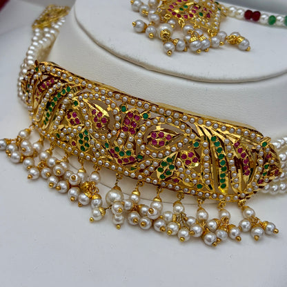 Sukriti- Gram Gold Traditional Heritage Real Jadau Lightweight Choker Set