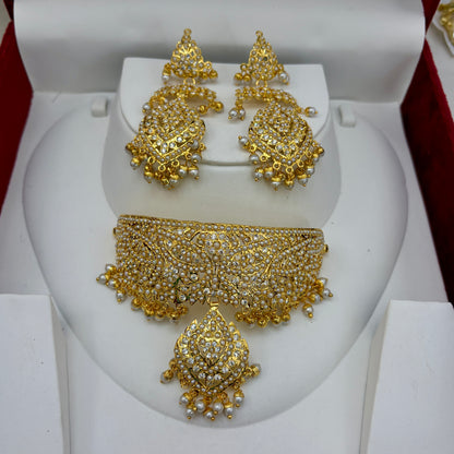 Sayra- Gram Gold Traditional Heritage Real Jadau Lightweight Choker Set