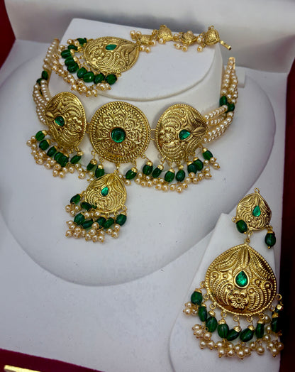 1 Gram Gold Plated Antique Set with Tikka