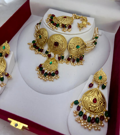 1 Gram Gold Plated Antique Set with Tikka