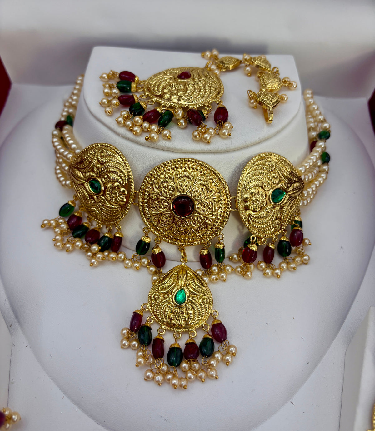 1 Gram Gold Plated Antique Set with Tikka