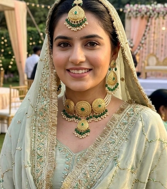 1 Gram Gold Plated Antique Set with Tikka