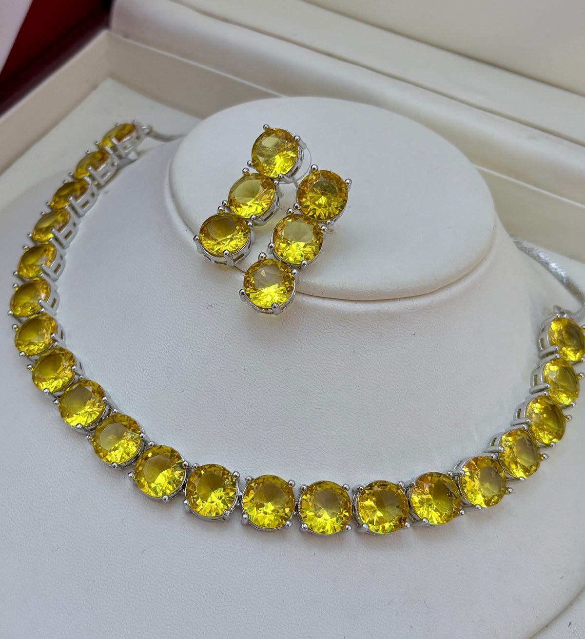 Multicolor Gemstone White Rhodium Necklace – A Stunning Statement of Elegance