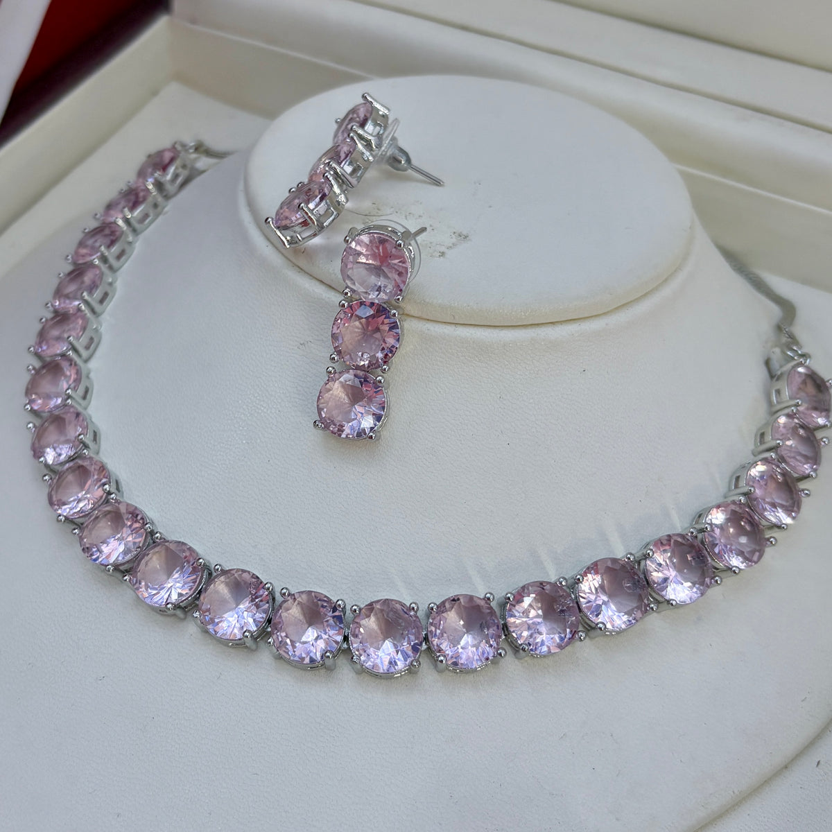 Multicolor Gemstone White Rhodium Necklace – A Stunning Statement of Elegance