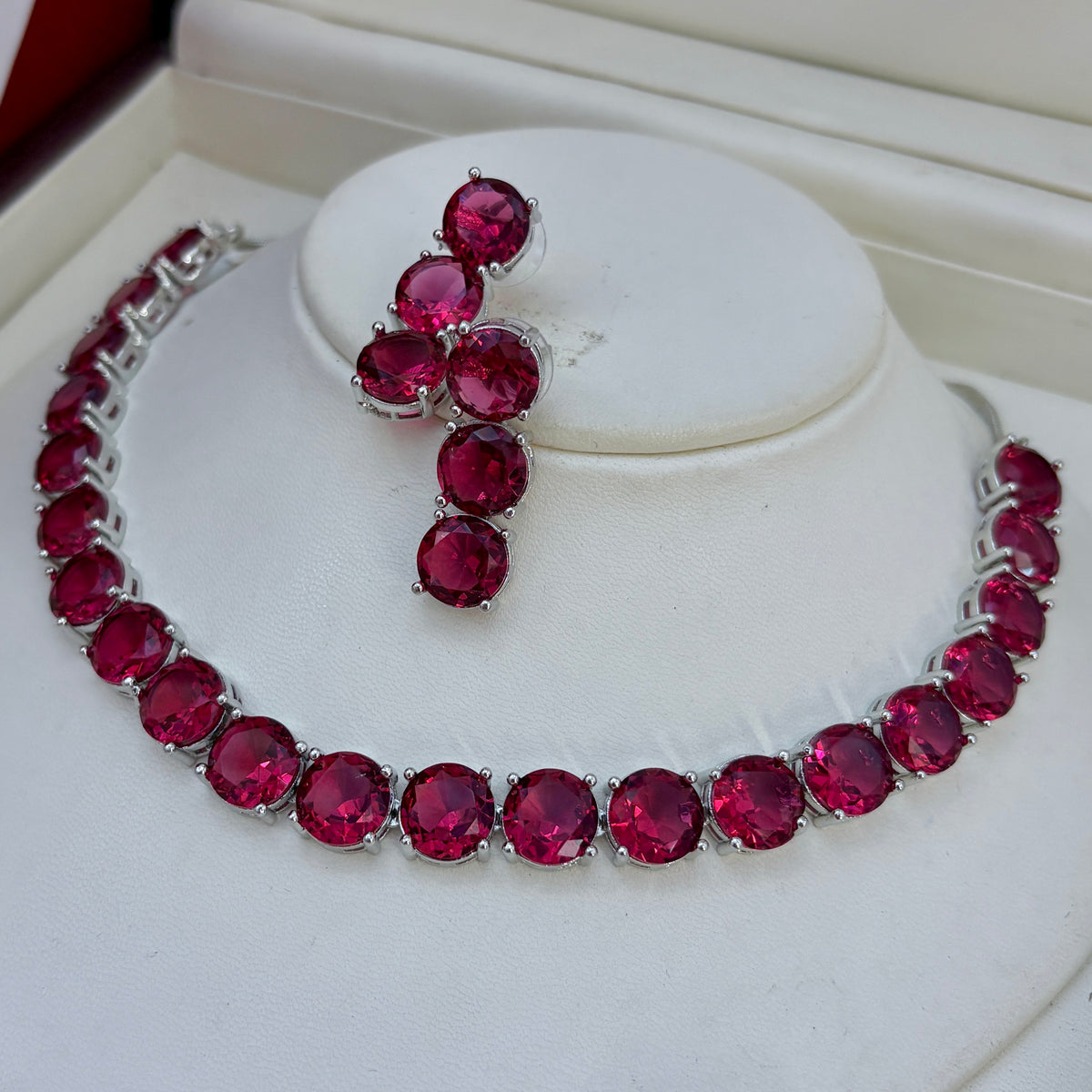 Multicolor Gemstone White Rhodium Necklace – A Stunning Statement of Elegance