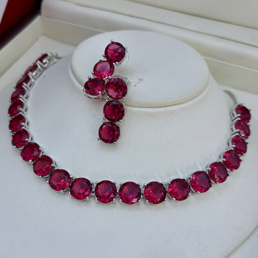Multicolor Gemstone White Rhodium Necklace – A Stunning Statement of Elegance