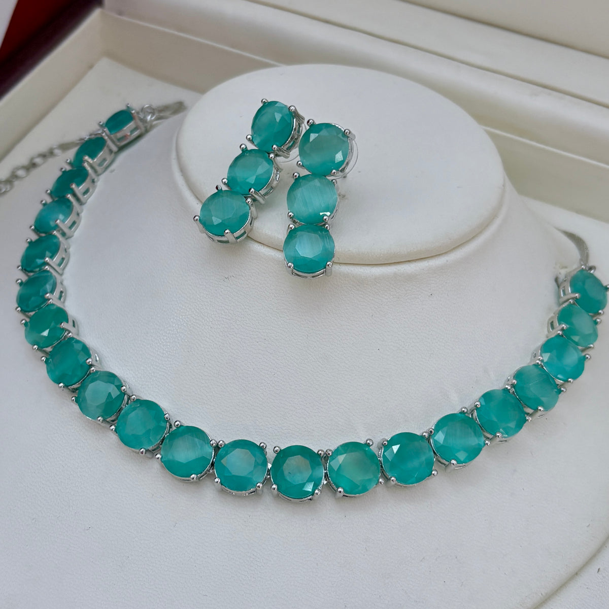 Multicolor Gemstone White Rhodium Necklace – A Stunning Statement of Elegance