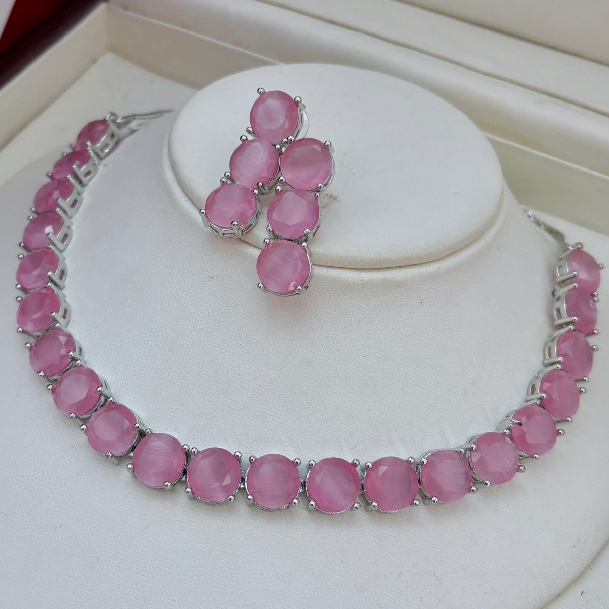 Multicolor Gemstone White Rhodium Necklace – A Stunning Statement of Elegance