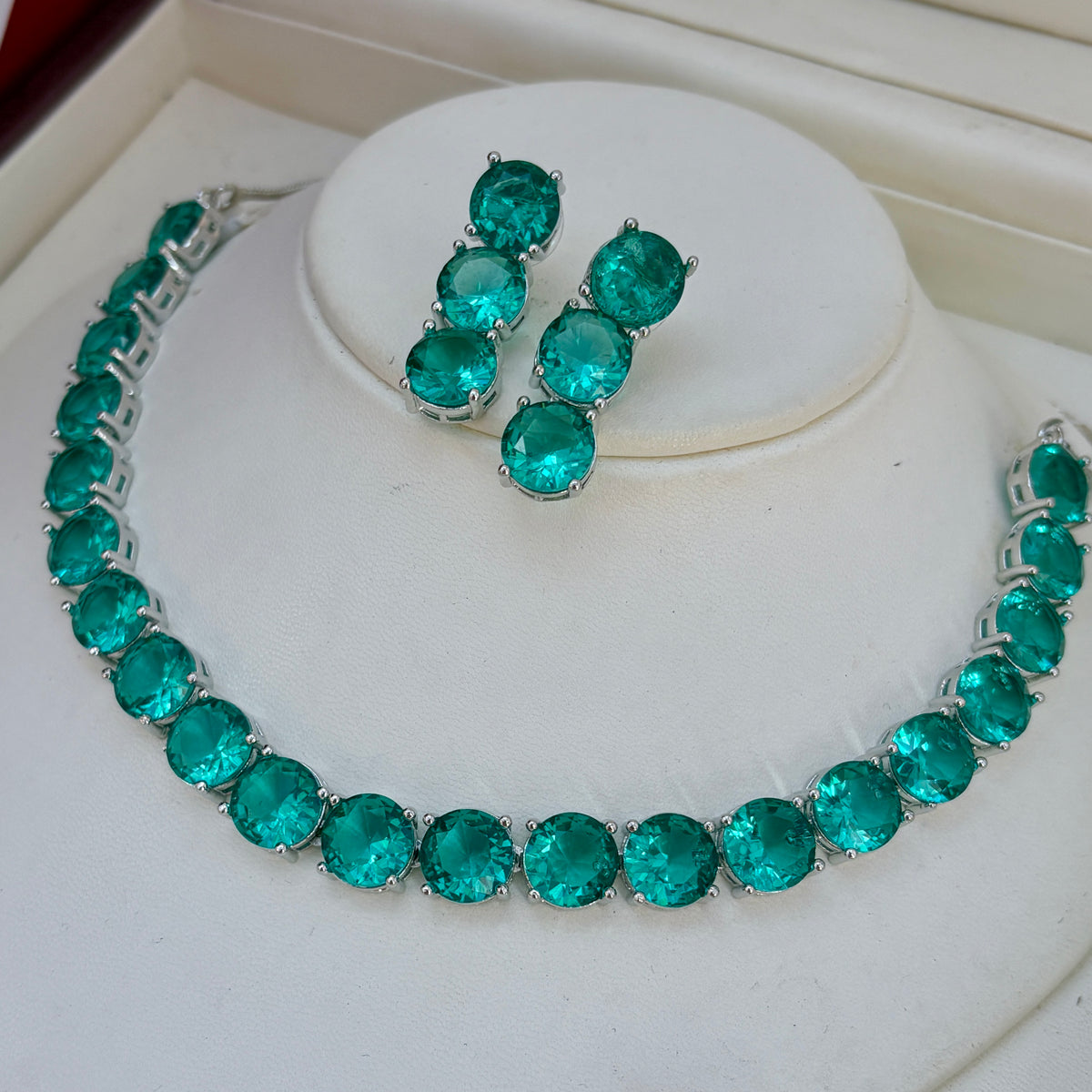 Multicolor Gemstone White Rhodium Necklace – A Stunning Statement of Elegance