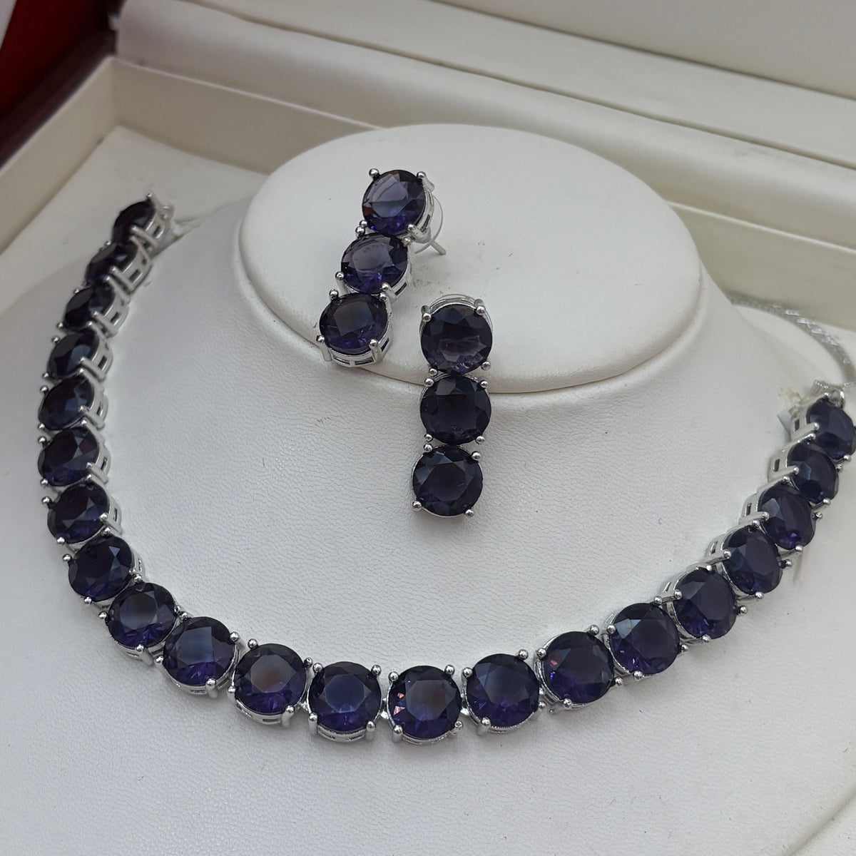 Multicolor Gemstone White Rhodium Necklace – A Stunning Statement of Elegance
