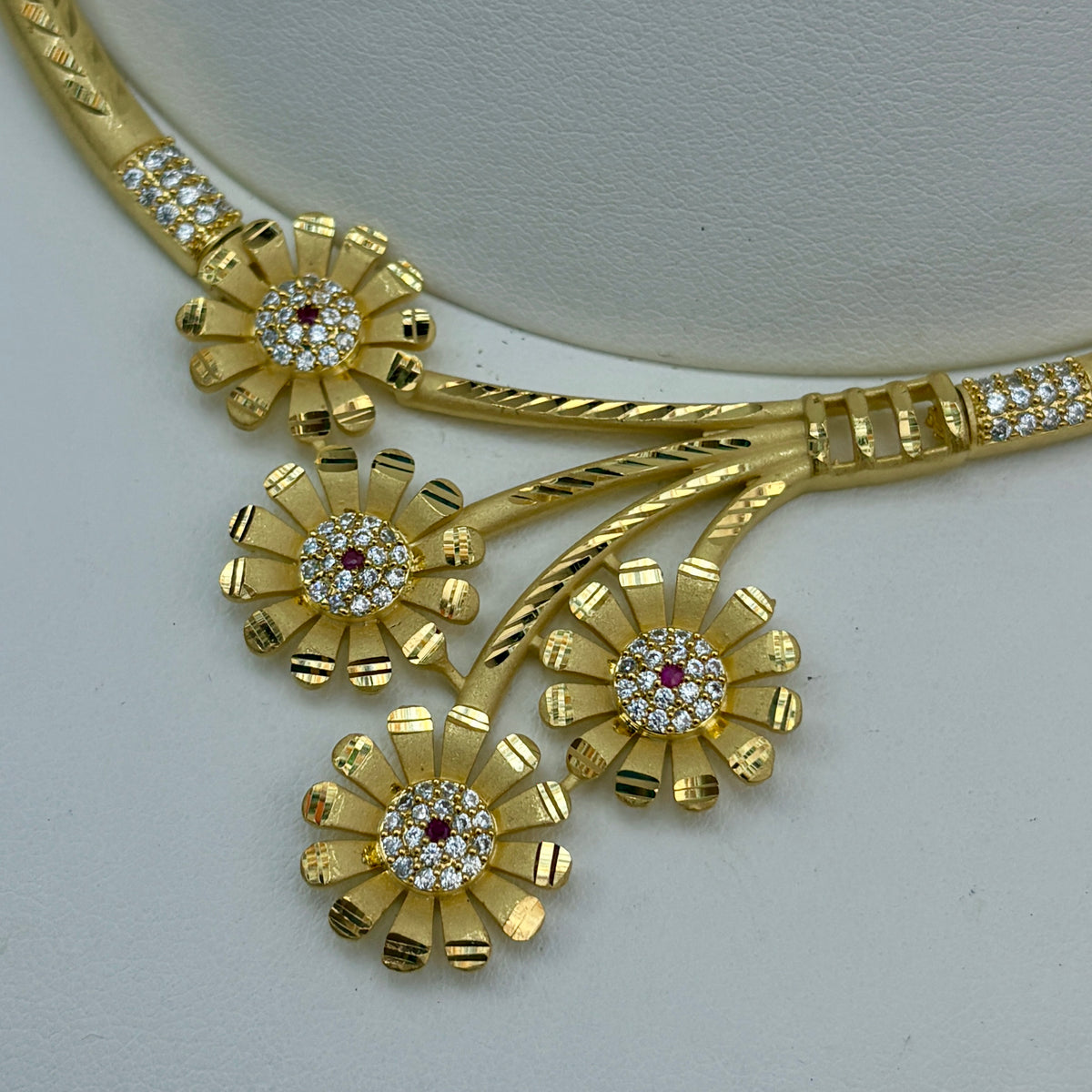 Real Gold Dubai jewellery Inspired 1 Gram Gold Plated HASLI set with Studs