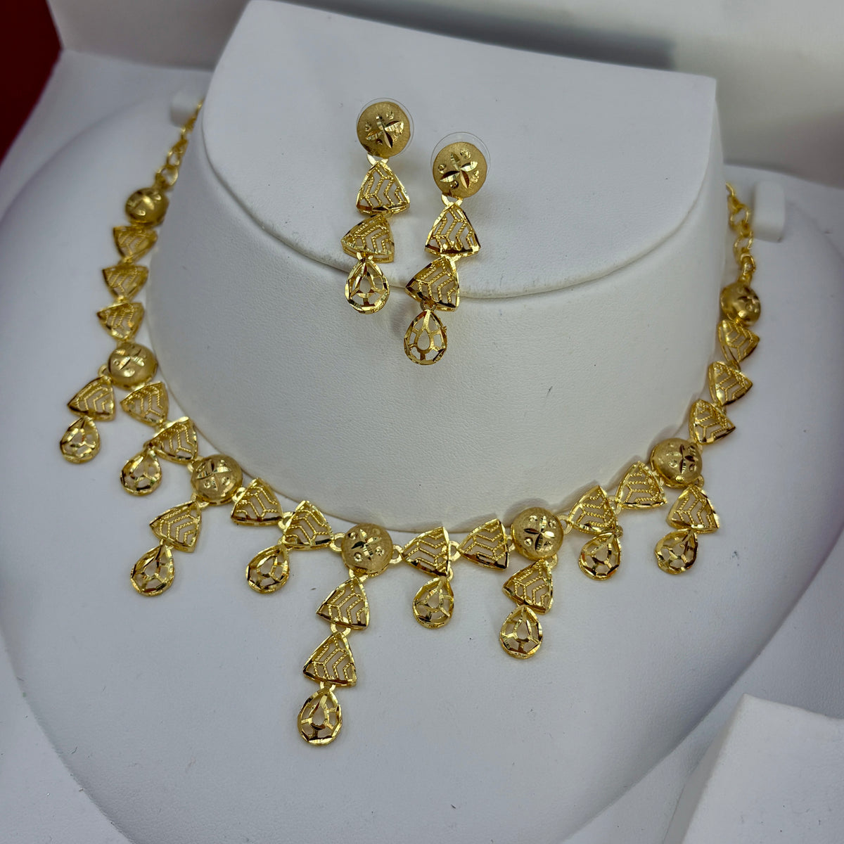 Real Gold Dubai jewellery Inspired 1 Gram Gold Plated Necklace set