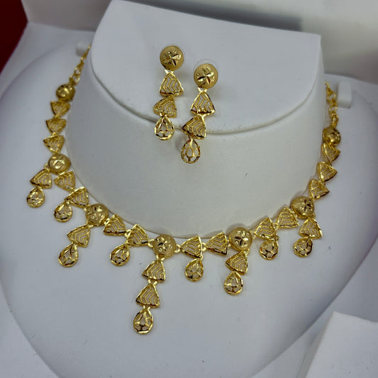 Real Gold Dubai jewellery Inspired 1 Gram Gold Plated Necklace set