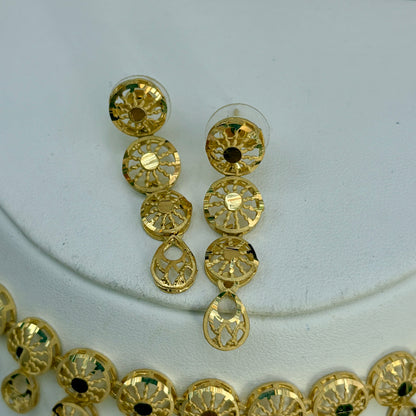 Real Gold Dubai jewellery Inspired 1 Gram Gold Plated flexible Necklace set