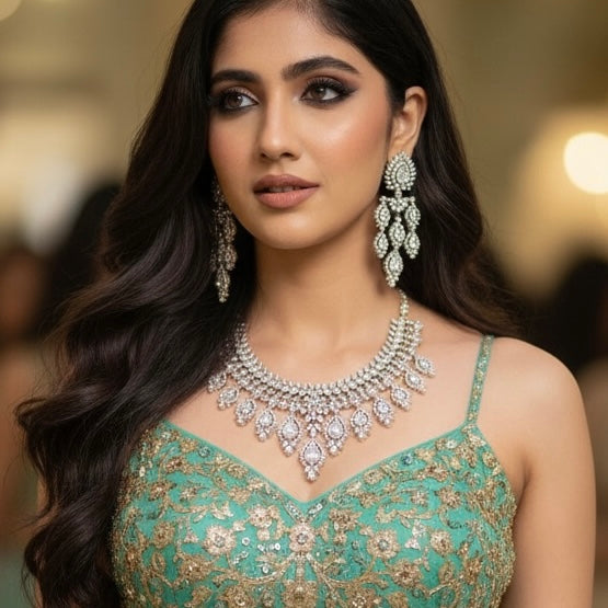 Red Carpet Celebrity inspired Next to Real Diamond Necklace Sets