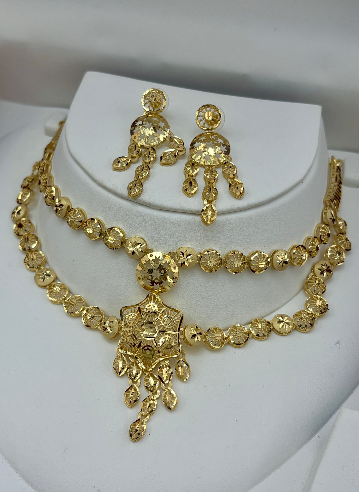 Real Gold Dubai jewellery Inspired 1 Gram Gold Plated flexible Layered Necklace set