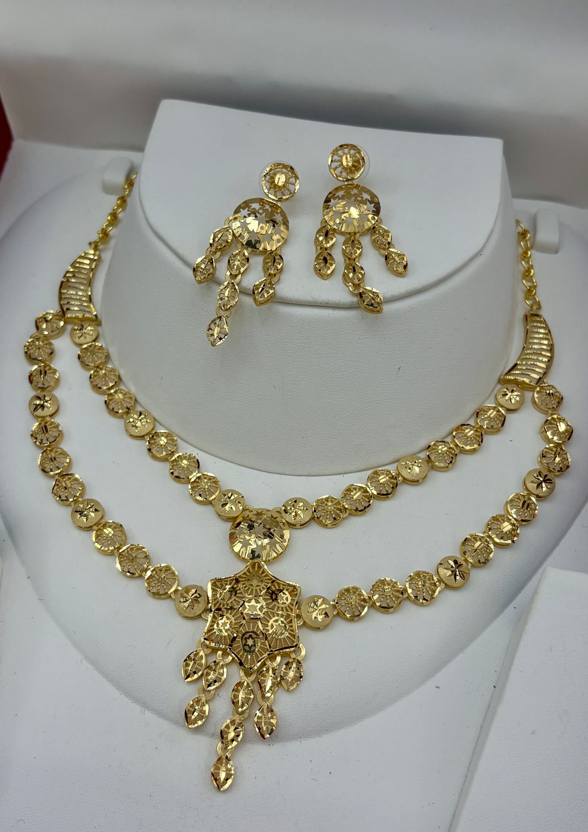 Real Gold Dubai jewellery Inspired 1 Gram Gold Plated flexible Layered Necklace set