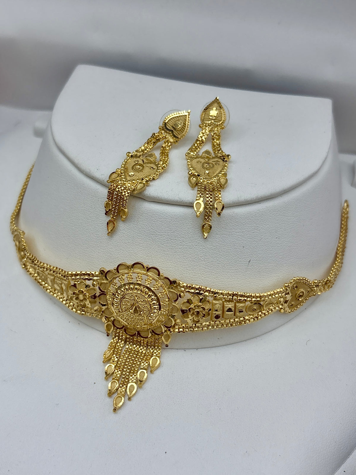 Real Gold Dubai jewellery Inspired 1 Gram Gold Plated flexible Necklace set