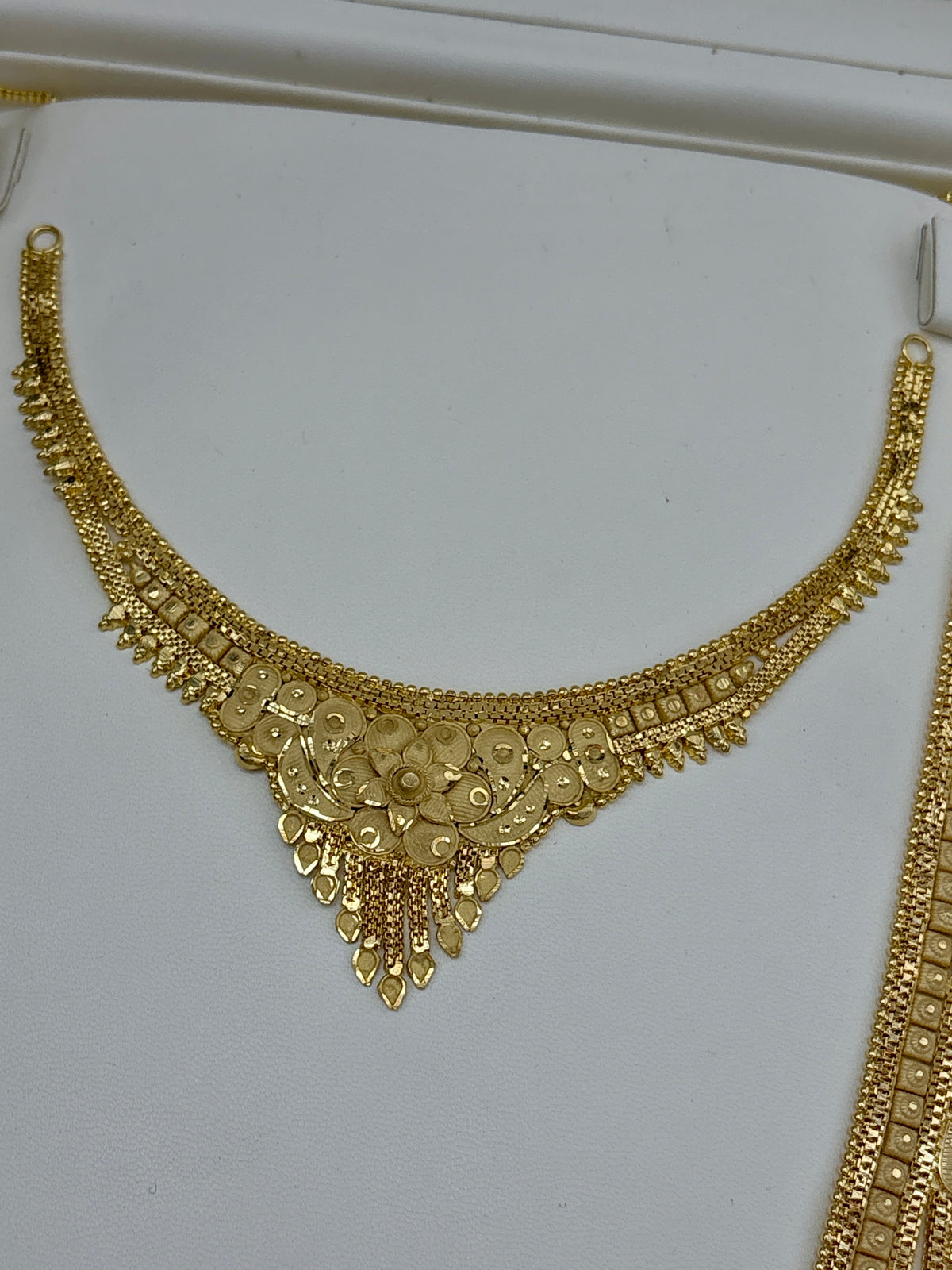Real Gold Dubai jewellery Inspired 1 Gram Gold Plated flexible Bridal Necklace set