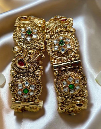1 Gram Gold Plated with a rich, authentic real-gold look Premium Polki Heritage Kangan