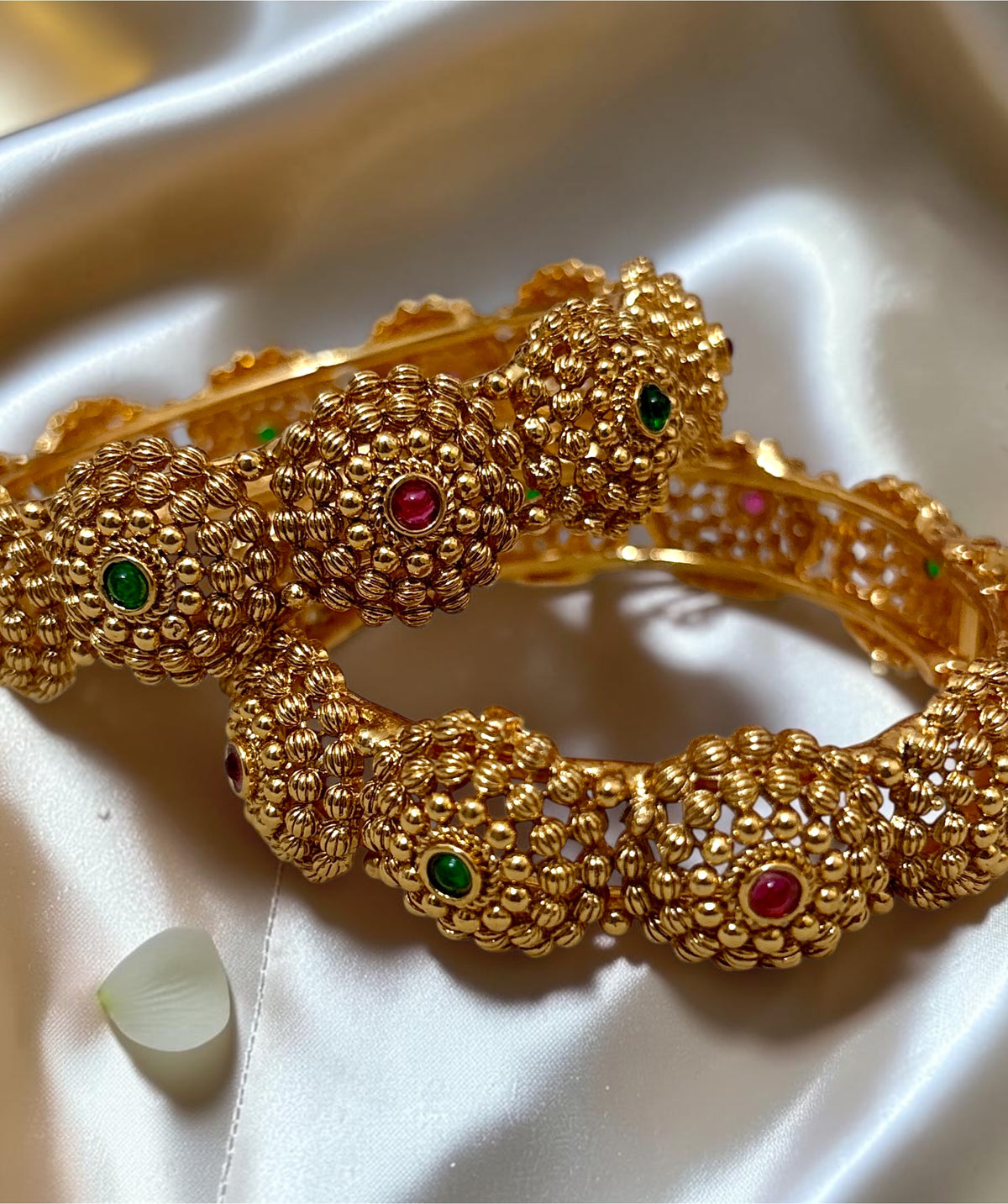 1 Gram Gold Plated with a rich, authentic real-gold look Premium Polki Heritage Kangan
