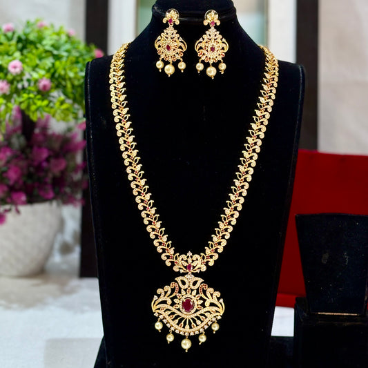 1 Gram gold plated Lightweight Long Necklace Set