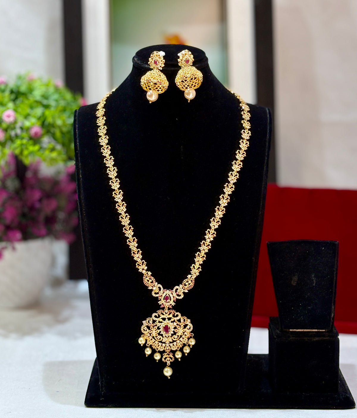 1 Gram gold plated Lightweight Long Necklace Set