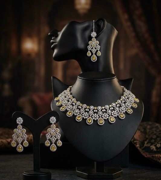 Next To Real Diamond Necklace Set With Earrings