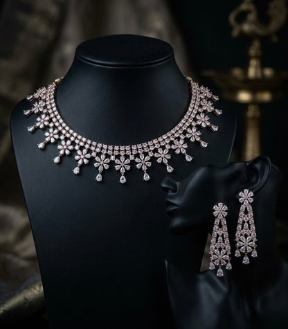 Next To Real Diamond Necklace Set With Earrings