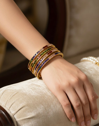 Multi Golden Diamond Bangle Set