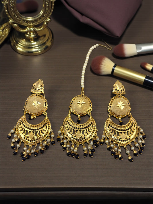 Noor- Gold Plated Jadau Lightweight Maangtikka Set