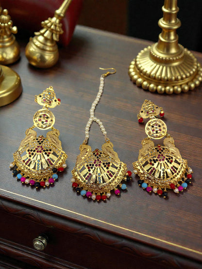 Preet- Gold Plated Jadau Lightweight Maangtikka Set