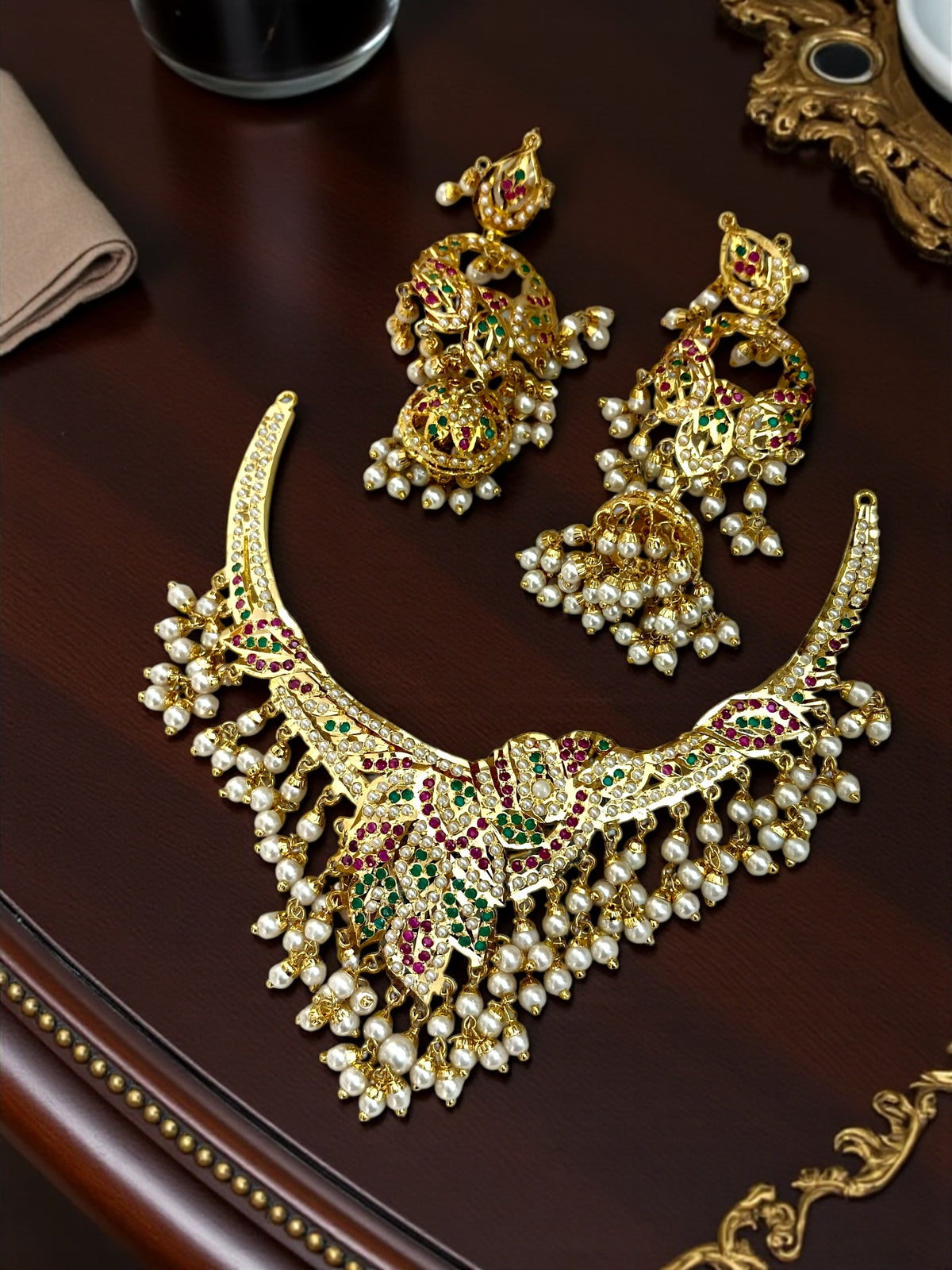 Anupama- Gram Gold Traditional Heritage Real Jadau Lightweight Choker Set