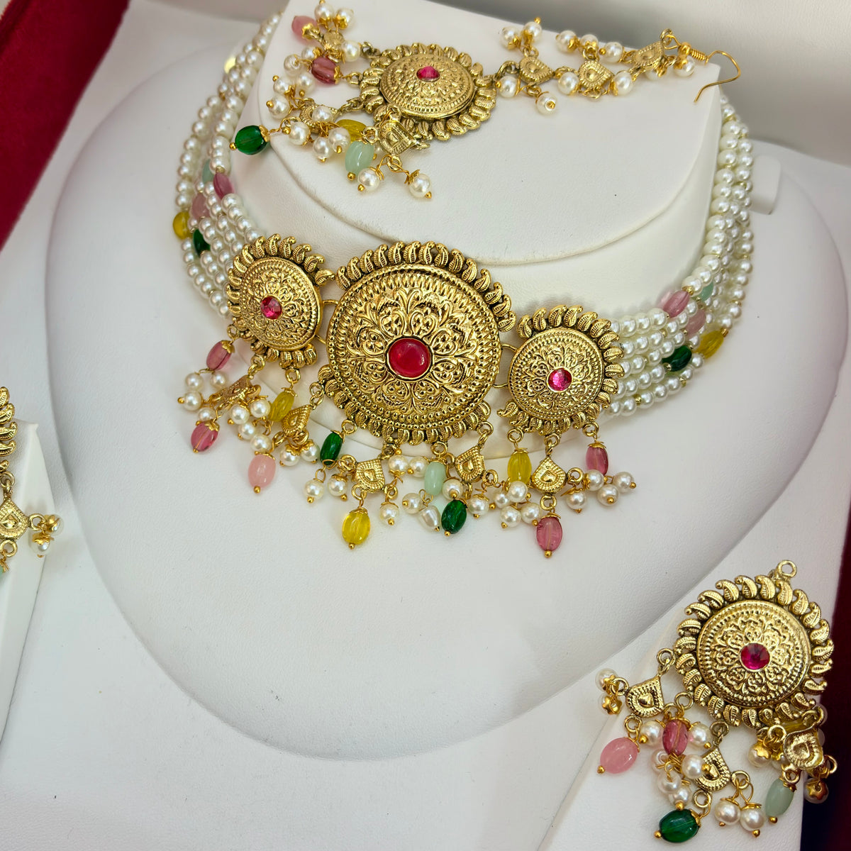 1 Gram Gold plated Antique Set with Tikka