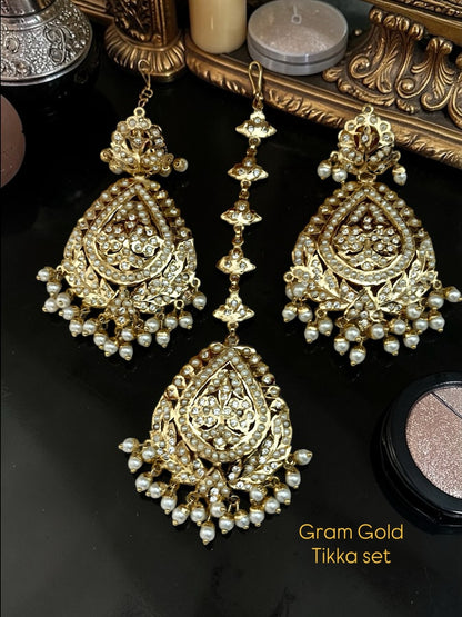 Eroura- 1 Gram Gold Plated Traditional Heritage Real Jadau extremely Lightweight tikka Set