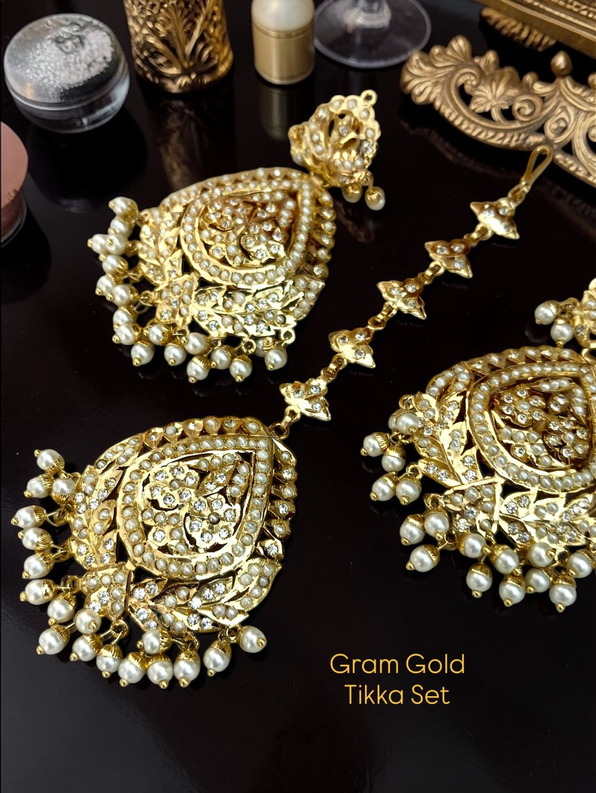 Eroura- 1 Gram Gold Plated Traditional Heritage Real Jadau extremely Lightweight tikka Set