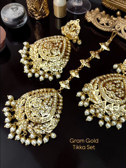 Eroura- 1 Gram Gold Plated Traditional Heritage Real Jadau extremely Lightweight tikka Set